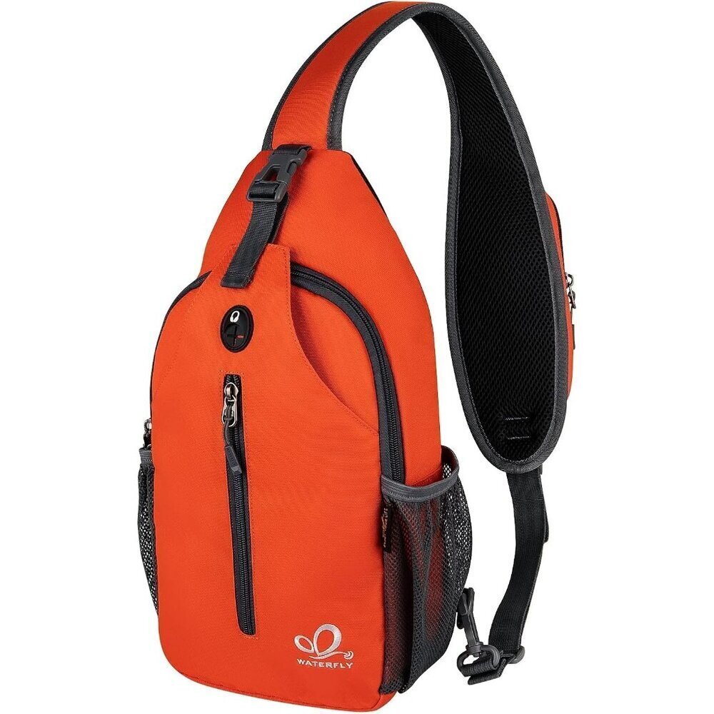Men Coral Red Crossbody Sling Backpack Sling Bag Travel Hiking Chest Daypack